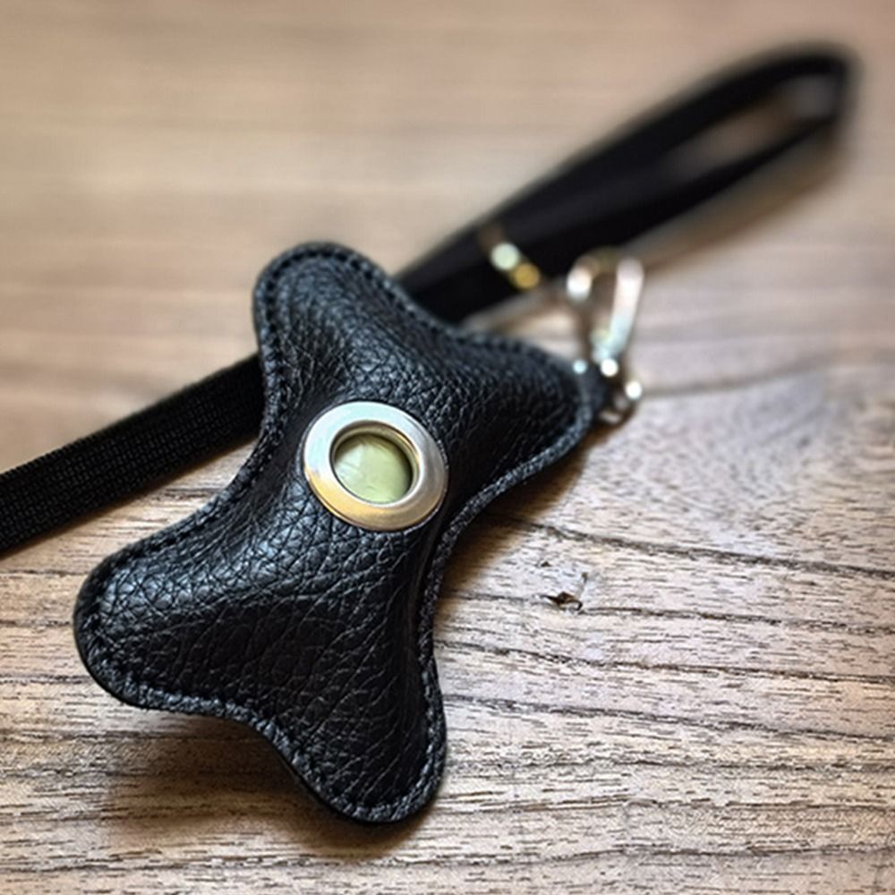 Creative Dog Poop Bag Dispenser Bone Shaped Zipper Closure Pet Poop Clean Bag Holder PU Leather Leakproof Pet Waste Bag Carrier