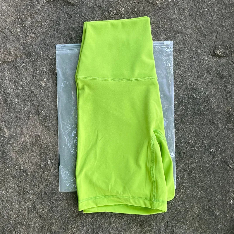 Solid Color High Waist Yoga Fitness Shorts Leggings Gym Womens Sports Running Exercise Bike Boxers Rear Belt Pocket Soft 250224