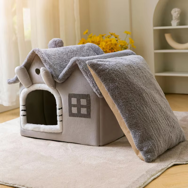 Breathable Warm Plush Pet Bed Houses Detachable Washable Softs Cat Cushion Kennel for Small Dogs Cats Pet Supplies