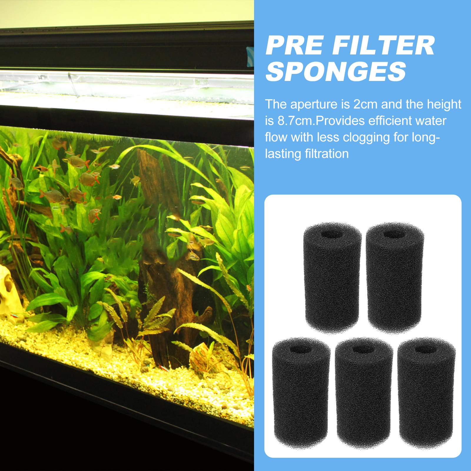 5 Pcs Filtration Water Inlet Protection Cover Spong Fish Tank Accessories Aquarium Black Sponge Bath Filter for Tub