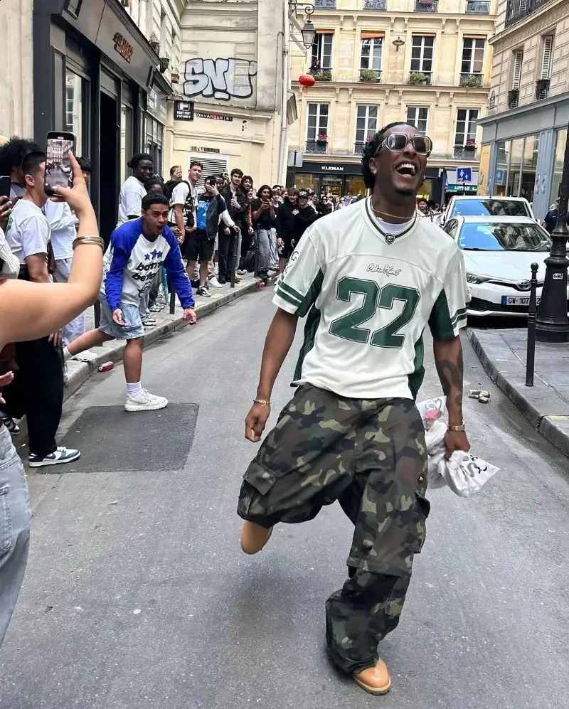 Vintage street summer sports football n casual couple tops Y2K Harajuku fashion hiphop splicing shortsleeved Tshirt mens 250305