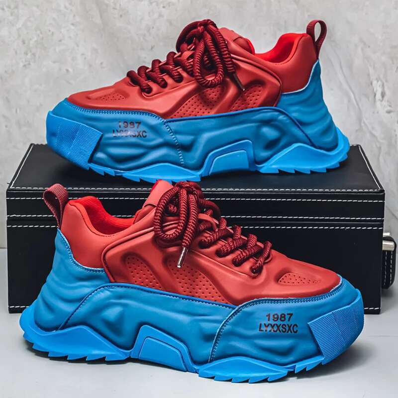 Fashion Clunky Sneaker For Men Design leather Mixed color Platform Men's Running shoes casual sneaker Large size 46