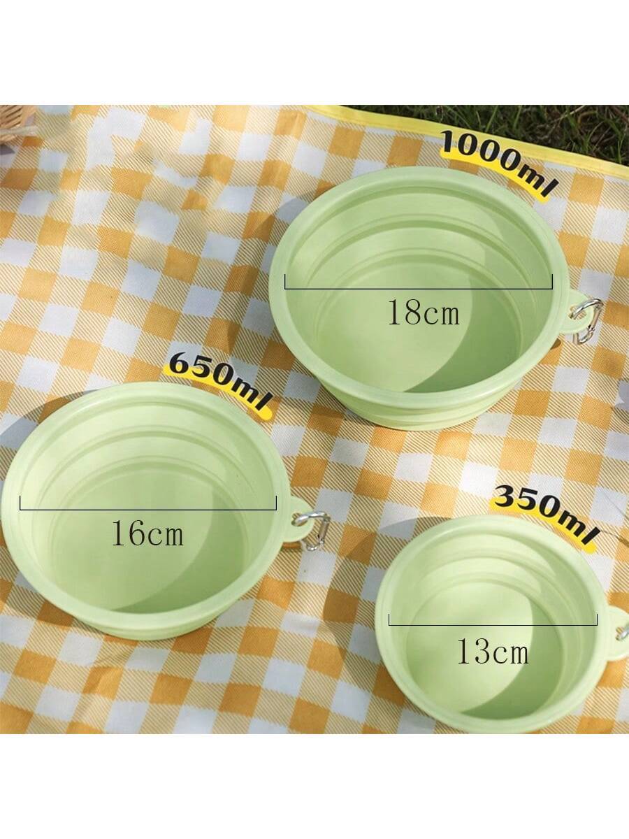 Silicone Foldable Pet Bowl For Outdoor, Portable Dog/cat Food & Water Dish With Bonus Travel Carabiner