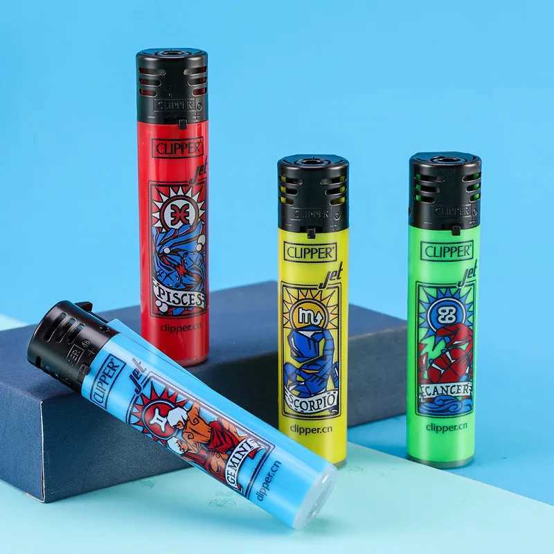 Clipper Lighter Windproof Jet Pink Flame Lighter Butane Gas Lighter Electronic Lighter 2024 New Style Lighter Smoking GadgetsT250305