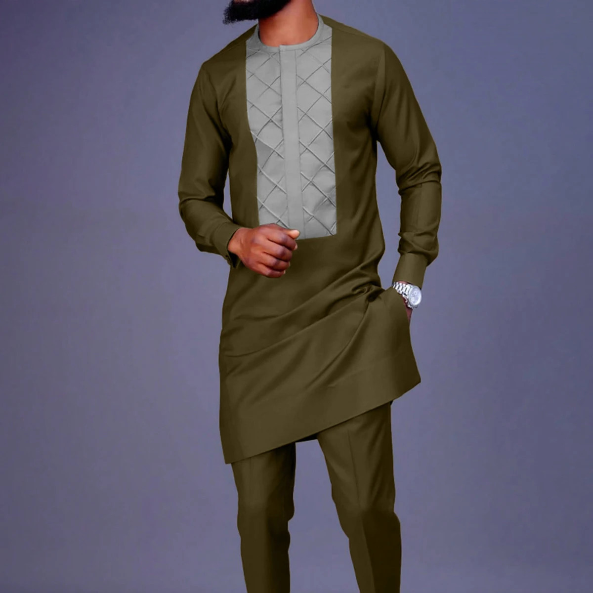 Kaunda Suit Long Sleeved Embroidered Top Pants African Mens Set Wedding 2-piece Set Traditional Clothing Elegant Outfits 250303