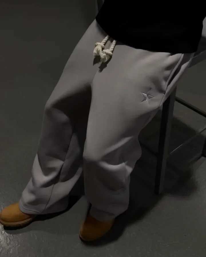 Y2K American Solid Color Harajuku Loose Double Waisted Sweatpants Letter Embroidery Casual Pants Hip Hop Drawstring Waist Jogger X250305