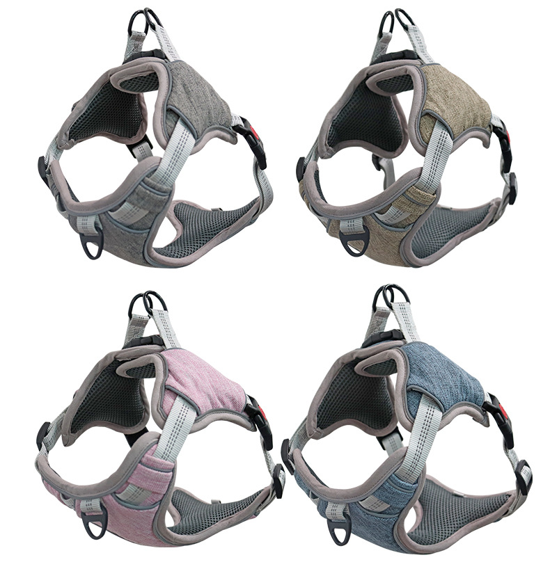Dog Harness No Pull with 2 Leash Clips, Durable and Breathable Adjustable Soft Padded, Three Sturdy Safety Buckles Pet Harness with Easy Control Handl
