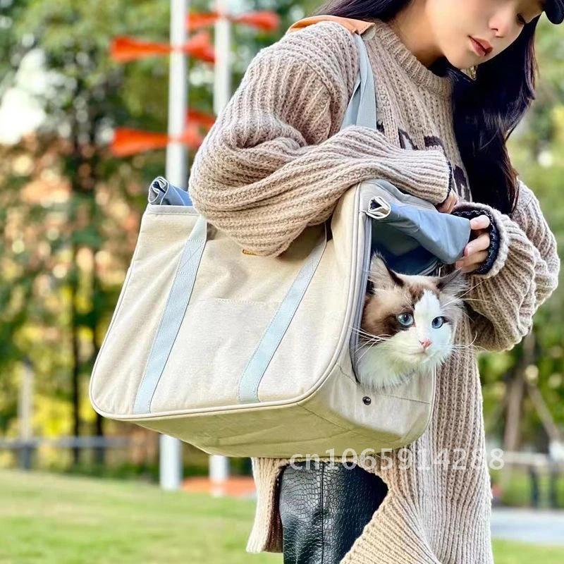 Pet Shoulder Mesh Transport For Cats Canvas Carrier Dog Bag Outdoor Dog Creative Bag Backpack Cloth Breathable Handbag Portable