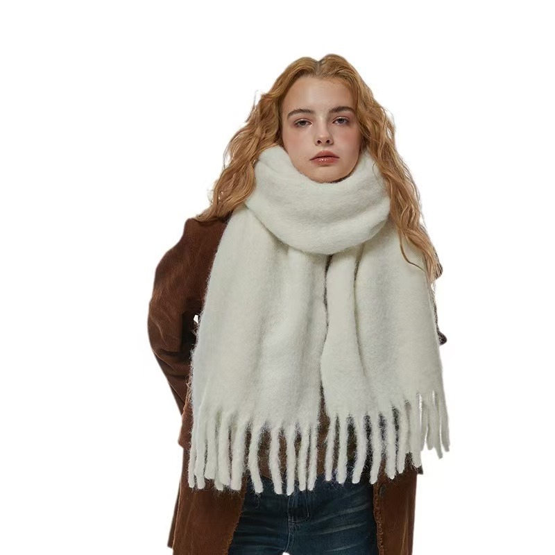 K046 Homemade 18-color wool blended quilted scarf for women winter solid color all-match cold-proof shawl student scarf