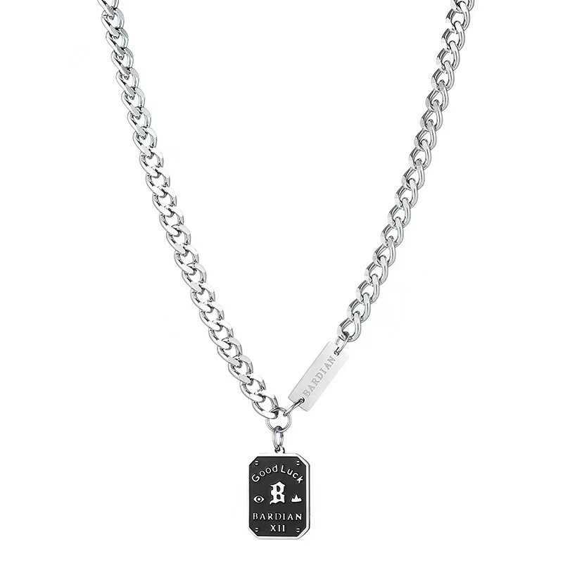 Flow nameplate necklace men's all-match design sense light luxury niche fashion men's letter clavicle chain Cuban chain