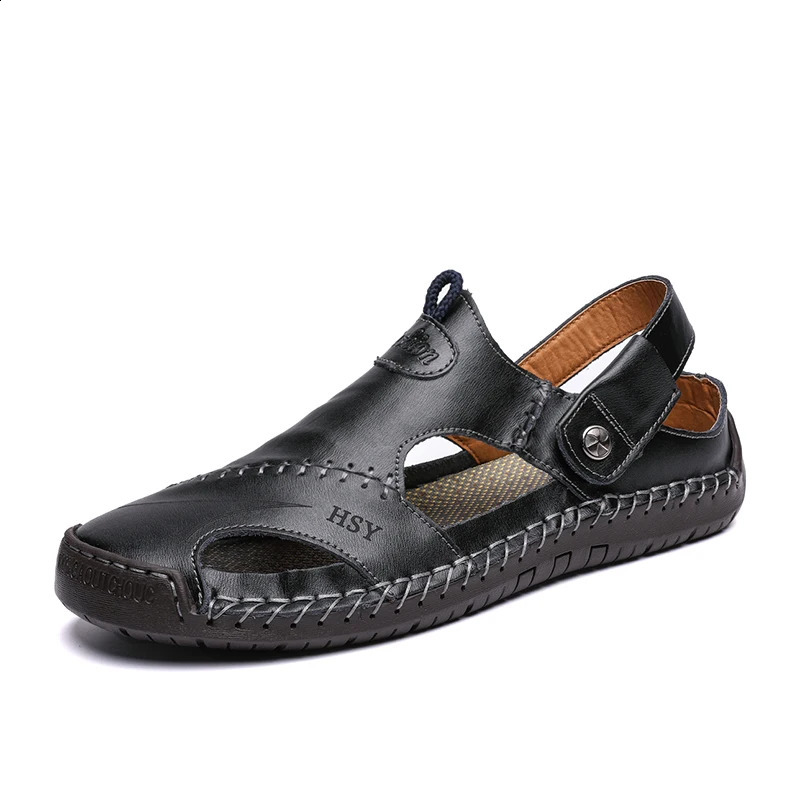 Men Leather Sandals Summer Male Shoes Beach Sandals Man Fashion Comfortable Outdoor Casual Sneakers Classic men shoes Size48 250303