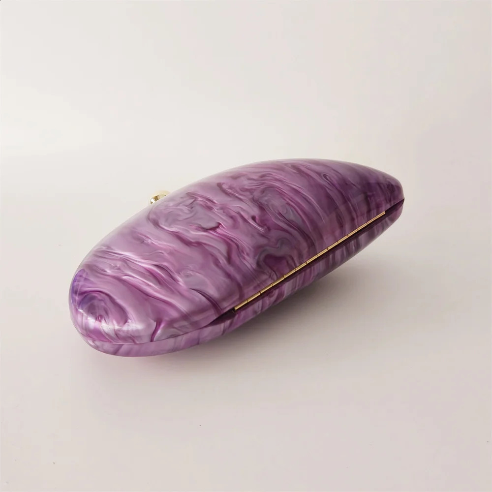 Oval Purple Shell Acrylic Purses And Handbags For Women Shoulder Crossbody Bag With Chain Clutch Purse For Wedding Party Bags 250304