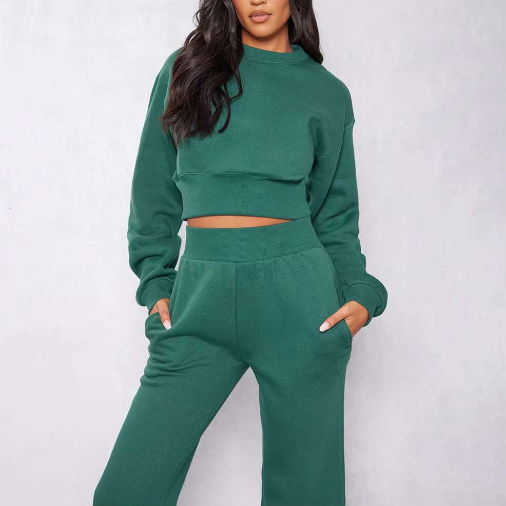 Custom Oversized Brushed Cotton Sweater Plus Size Women Crew Neck Long Sleeve Crop Top Pullover Cropped Crewneck Sweatshirt