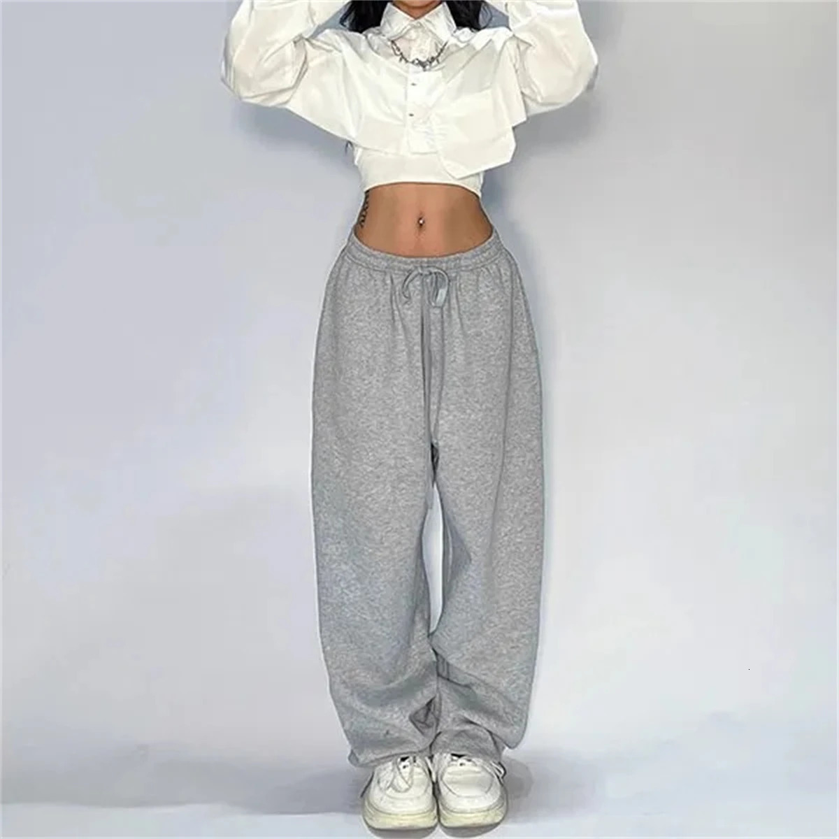 Women Casual Loose Y2K Pants Solid Fashion Spring Summer American Spice Girl Street Dance Sweatpant Female Joggers Baggy Trouser 250304