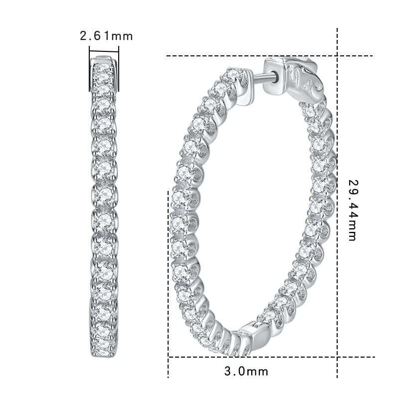 Hoop Moissanite Earrings for Women GRA Certified 2mm D VVS1 s Sterg Sier Plated White Gold Dia Wedding Earring
