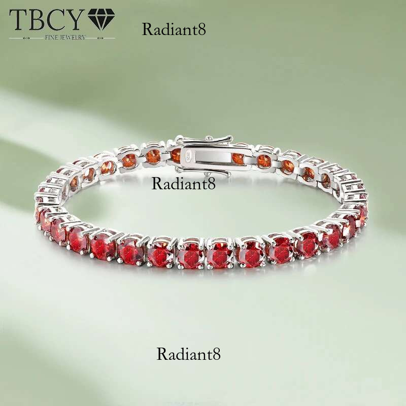 TBCYD 100% Real Red Moissanite Tennis Bracelet For Women Men GRA Certified Original S Sier Lab Dia Bangles Hand Chain