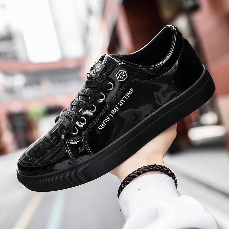 Hot Sale Casual Men's Blue Mirror Glitter Sneakers Flat Streetwear Hip Hop Men Designer Shoes chaussure homme