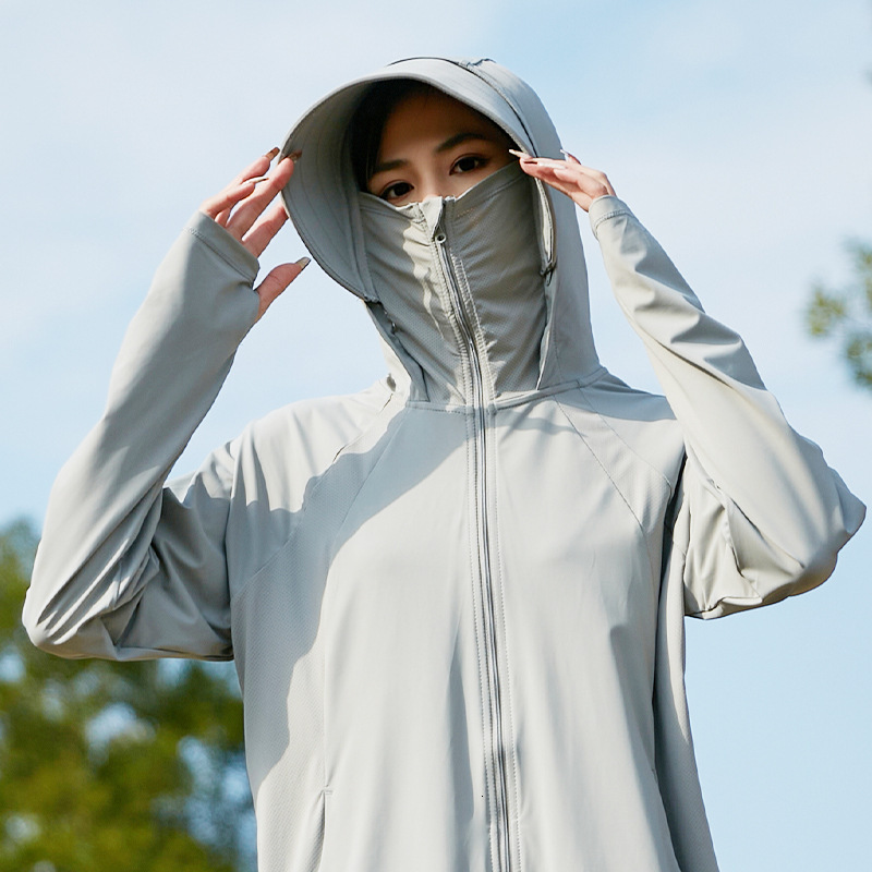 tracksuit Sunscreen clothes for women, made of original gauze with a cloud and ice like texture, detachable large brim, men's UV resistant UPF50+