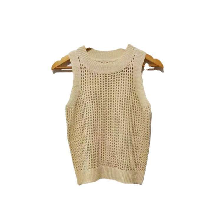 Knitted Tank Summer Top Hollow Out Sleeveless Camis Vest Women Thin Basic Ice Silk Camisoles Tanks Female 14810