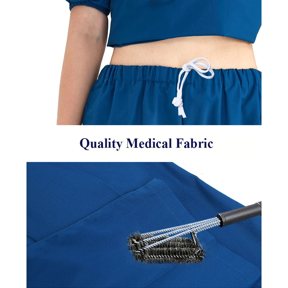 Nurse Suit Scrub Jacket Women Men Uniform Jacket and Pant Set Workwear Veterinary Doctor Working Outfit Coat Top 206 250304