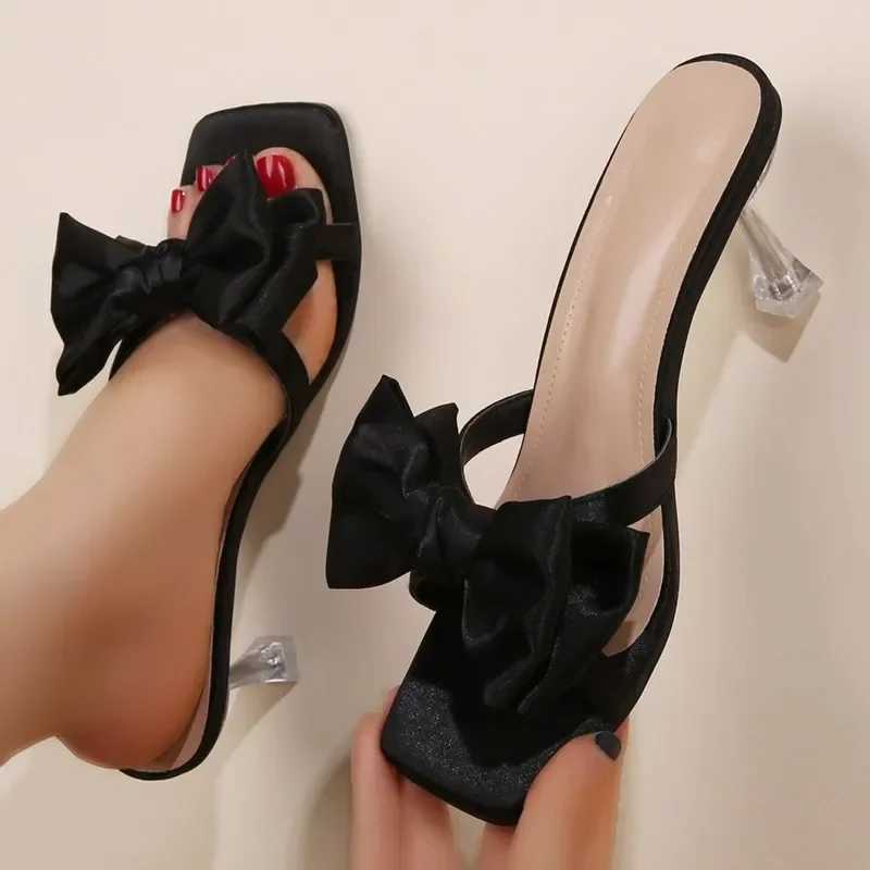 Wens Shoes New Fi Horseshoe Heel Wens High H Summer Sexy High H Bow Tie Shoes Ladies Shoes Women Y250304