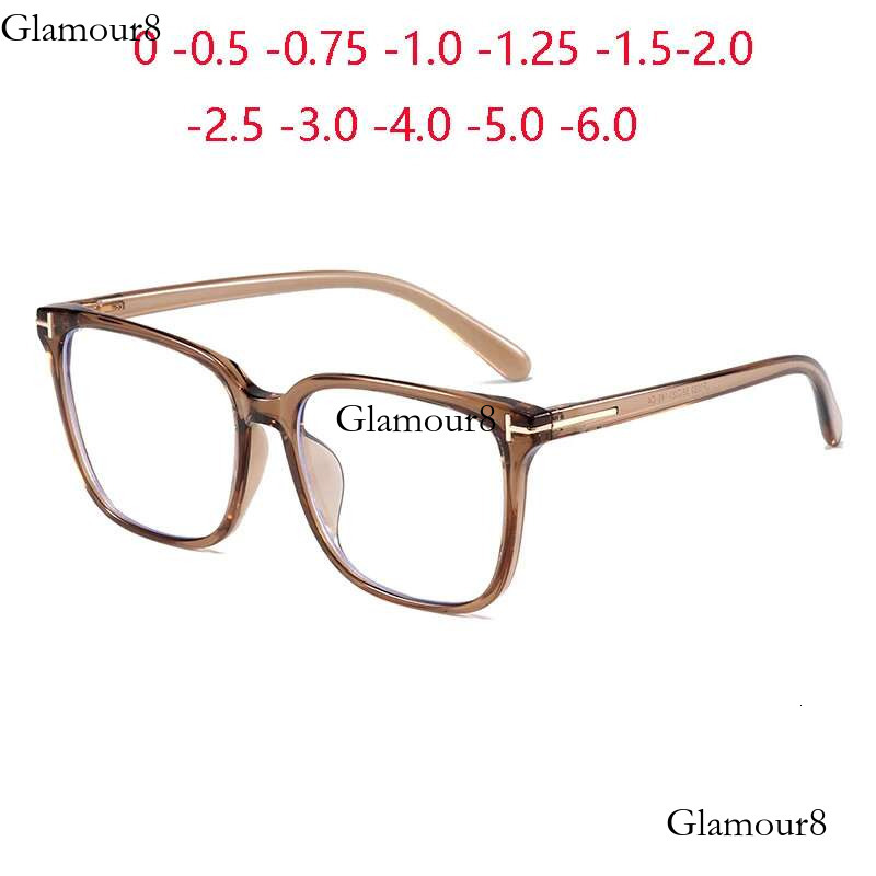 Transparent Tea Frame Square Prescription Glasses Degree Women Men Fashion Student Optical Lenses With Recipe