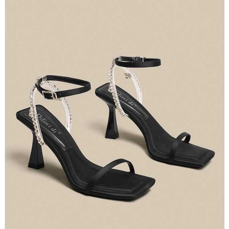 Womens Sandals Summer New High-heeled Square Head Rhine Strap Sandals Casual Fi Comfortable N-slip SandalsXJ2500305