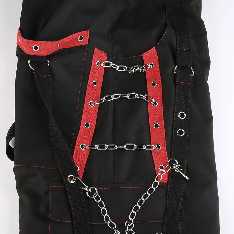 SUCHCUTE Gothic Bandage Chain Womens Pants Hip Hop Fairycore Vintage Trousers Punk Style Egirl Casual Streetwear Baggy Cloths 90s 250304