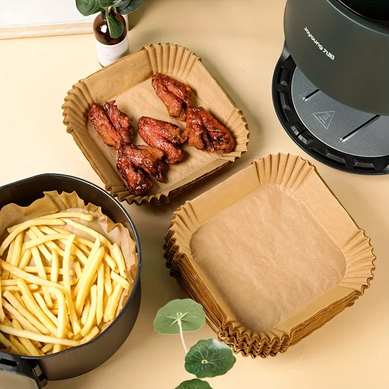50/100pcs Air Fryer Disposable Paper Liner For Air Fryer Silicone Oil Paper Absorbing Special Paper Pad For Food Plate