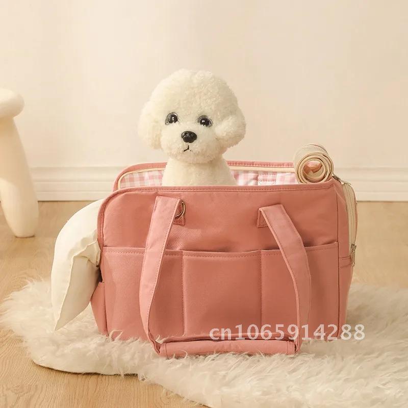 2024 Korean New Large Capacity Cat Portable and Dog Dog Bag Small Bag Pet Cotton Bag Teddy Pure Travel