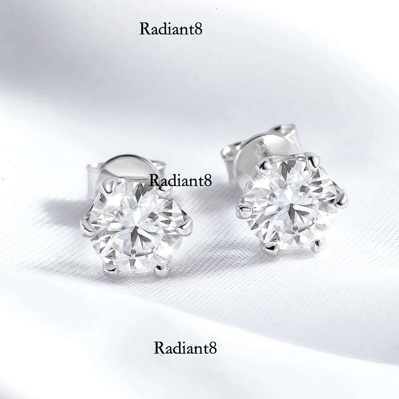 Smyoue Certified 0.2-2ct D Color Moissanite Stud Earrings for Women White Gold Sterg Sier Brilliant Lab Dia Earring