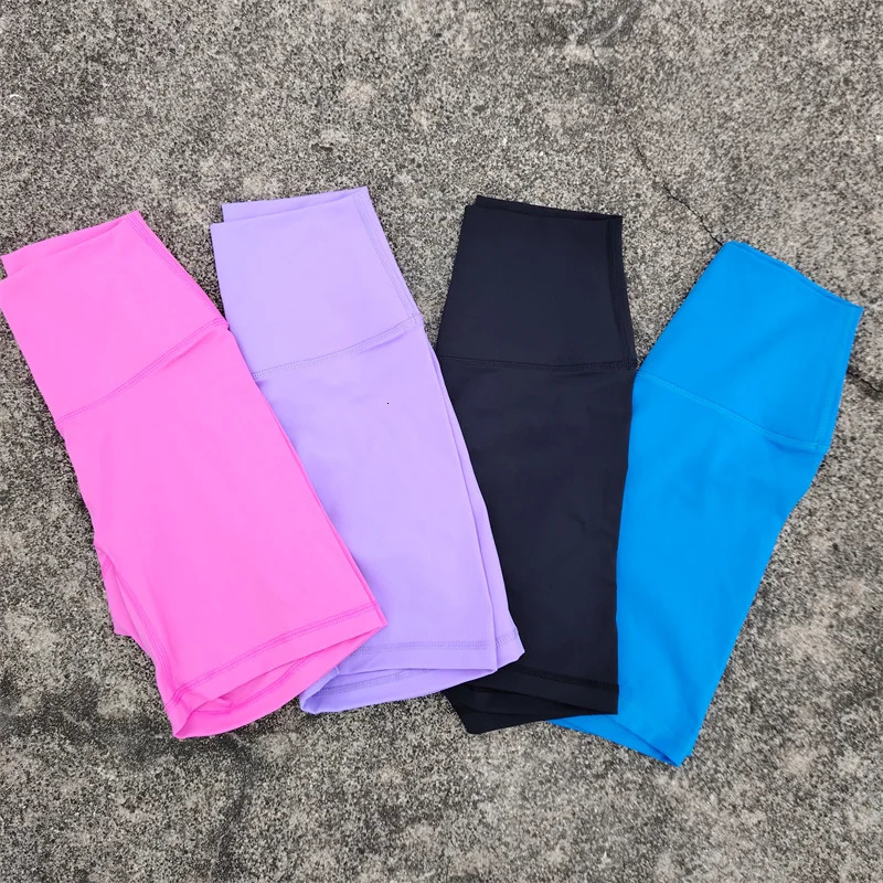 Solid Color High Waist Yoga Fitness Shorts Leggings Gym Womens Sports Running Exercise Bike Boxers Rear Belt Pocket Soft 250224