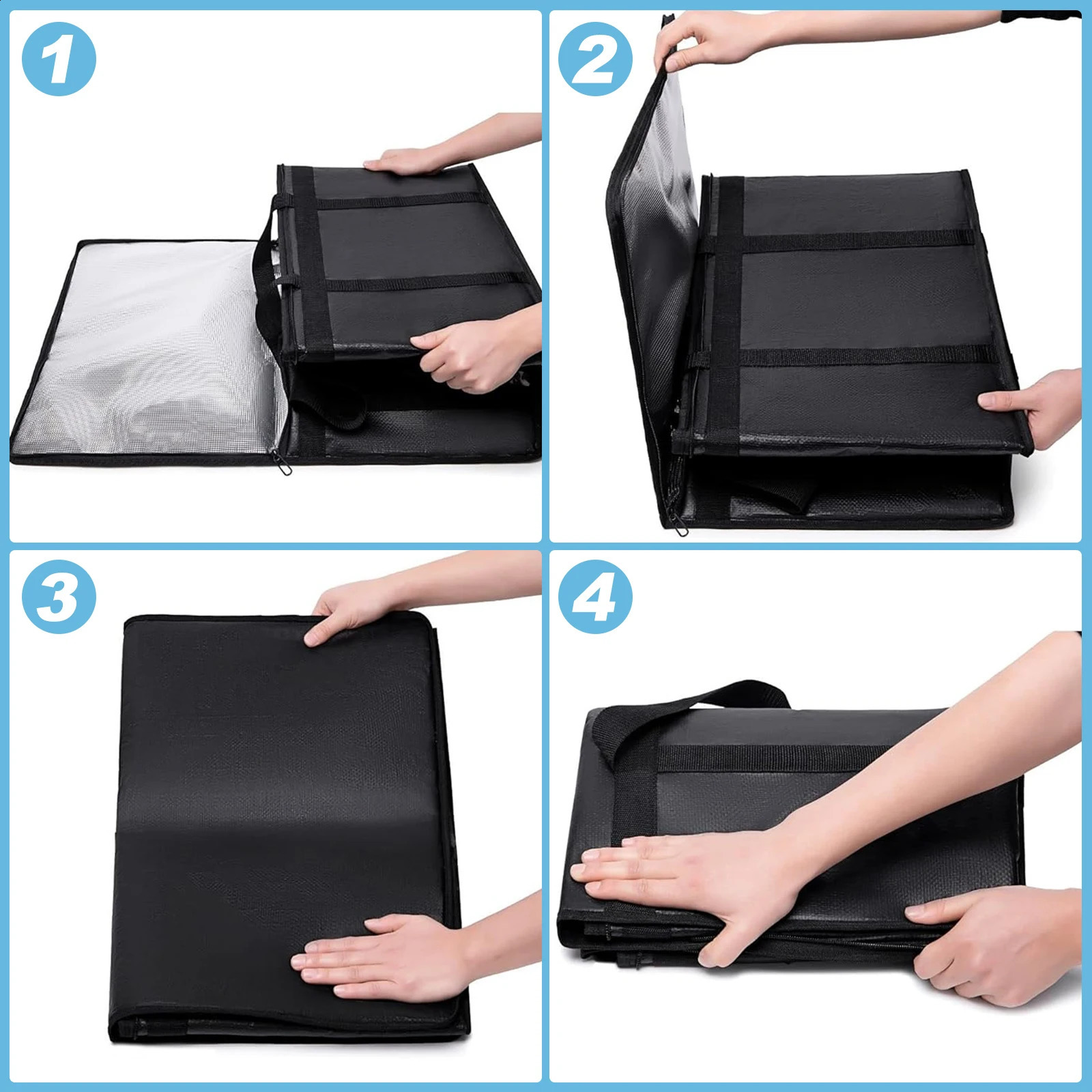 Ship from US Insulated Food Delivery Bag Reusable Grocery Cooler for Cold Catering Shopping 250305FBB