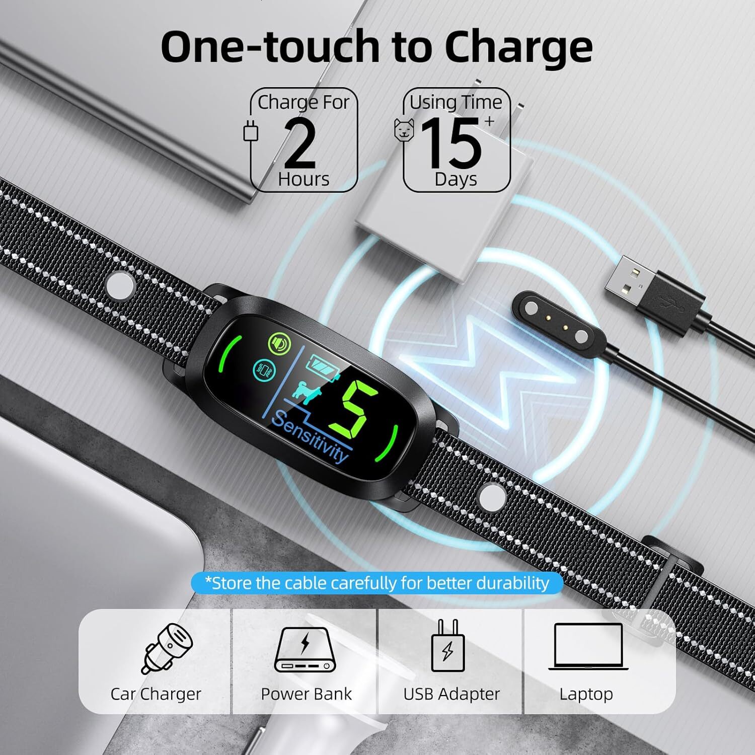Smart Bark Control Collar - 4 Modes, 5 Sensitivity Levels, Rechargeable & Waterproof Training Collar for Dogs 8-150 lbs Dog kit Dog shick collar