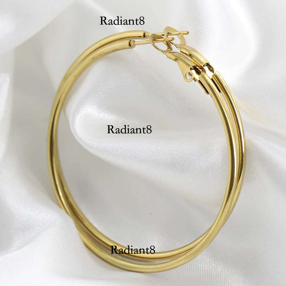 HNSP Stainless Steel Hoop Earrings For Women Ear Jewelry Accessories Big Circle 40MM-50MM Ring Earring