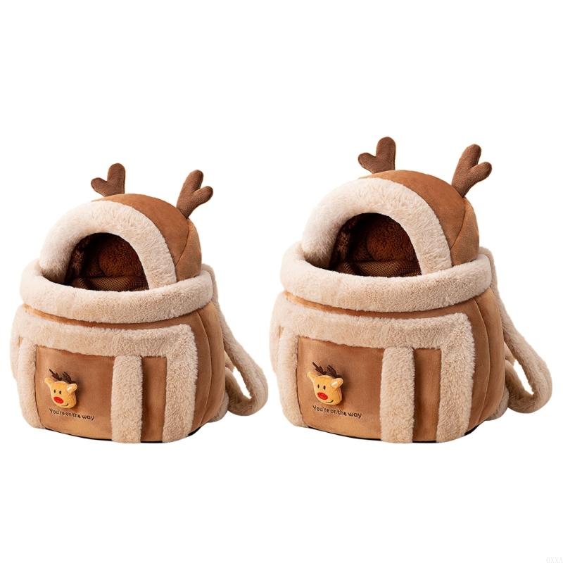 0XXA Winter Pet Cage Plush Warm for Kitten Dogs Windproof Backpack