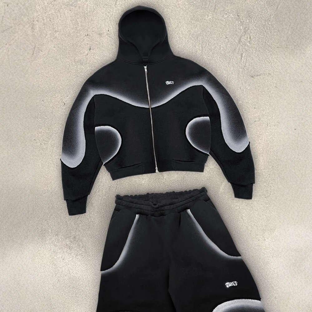 Cross street fashion trend of the future, design versatile lines for men's and women's hoodie sets