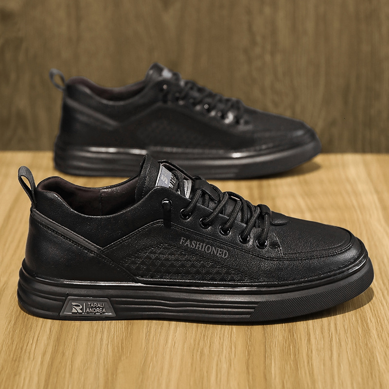 Men's Single Foot Men's Casual 2025 New Spring Collection Flat Shoes Anti slip Waterproof White Leather Shoes Designer Trendy Casual Shoes