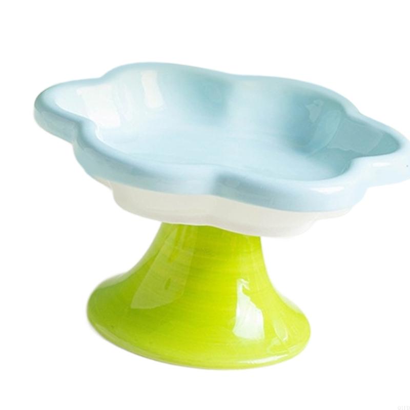 Q1FD Fashion Ceramic Pet Dish Elevated Cats Feeders Plate For Neck Comfortable