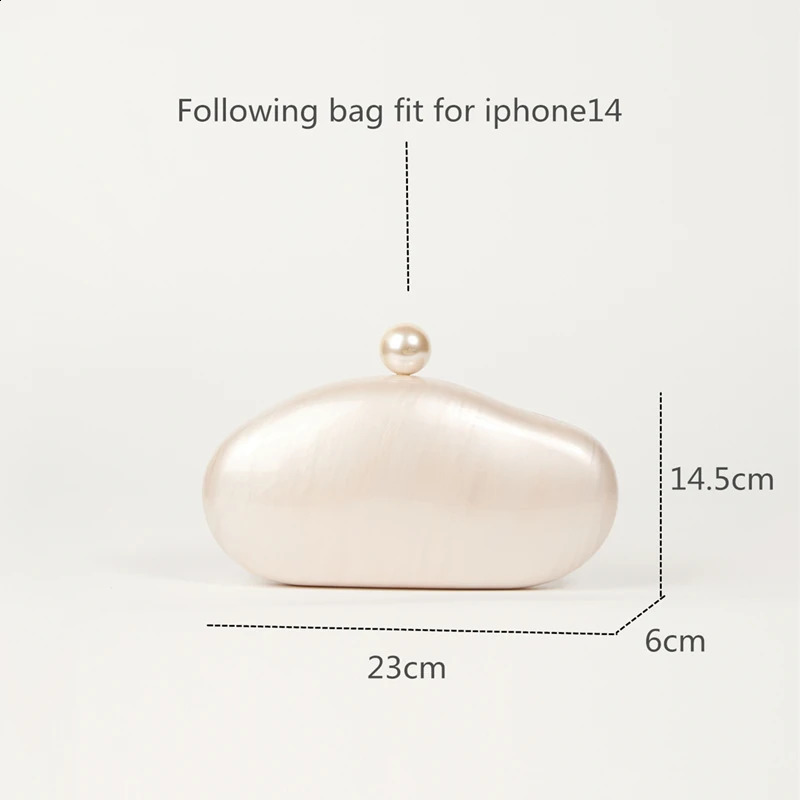 Shell Clutch Bag Acrylic pearl color purse women wedding evening party cute ivory pearl coffee color handbag 250304