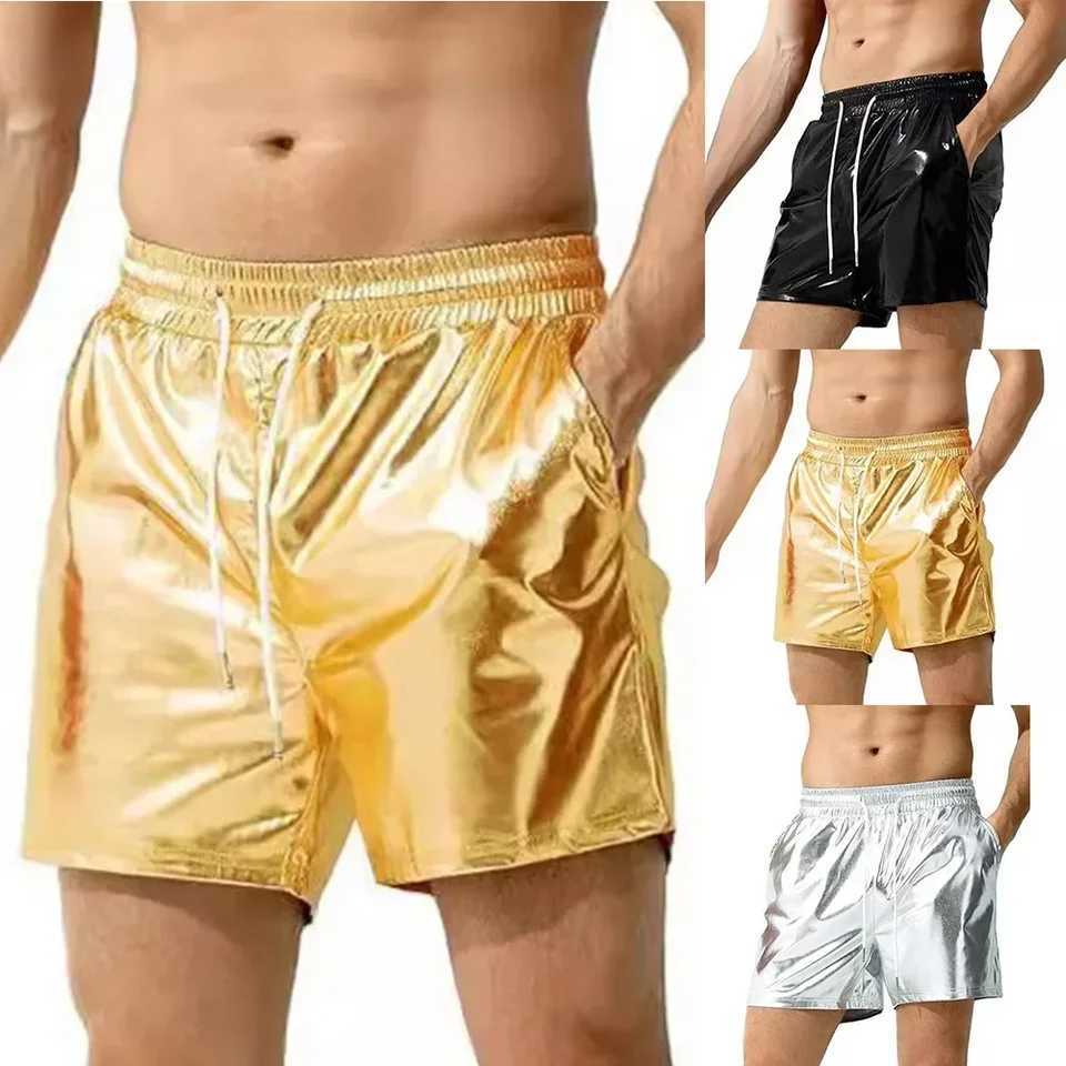 Mens Bikini Swimwear Wet Look Solid Color Trunks Sports Soft Bodybuilding Shorts Beach Fitness GYM Short Lounge Breathable PantsXJ250304