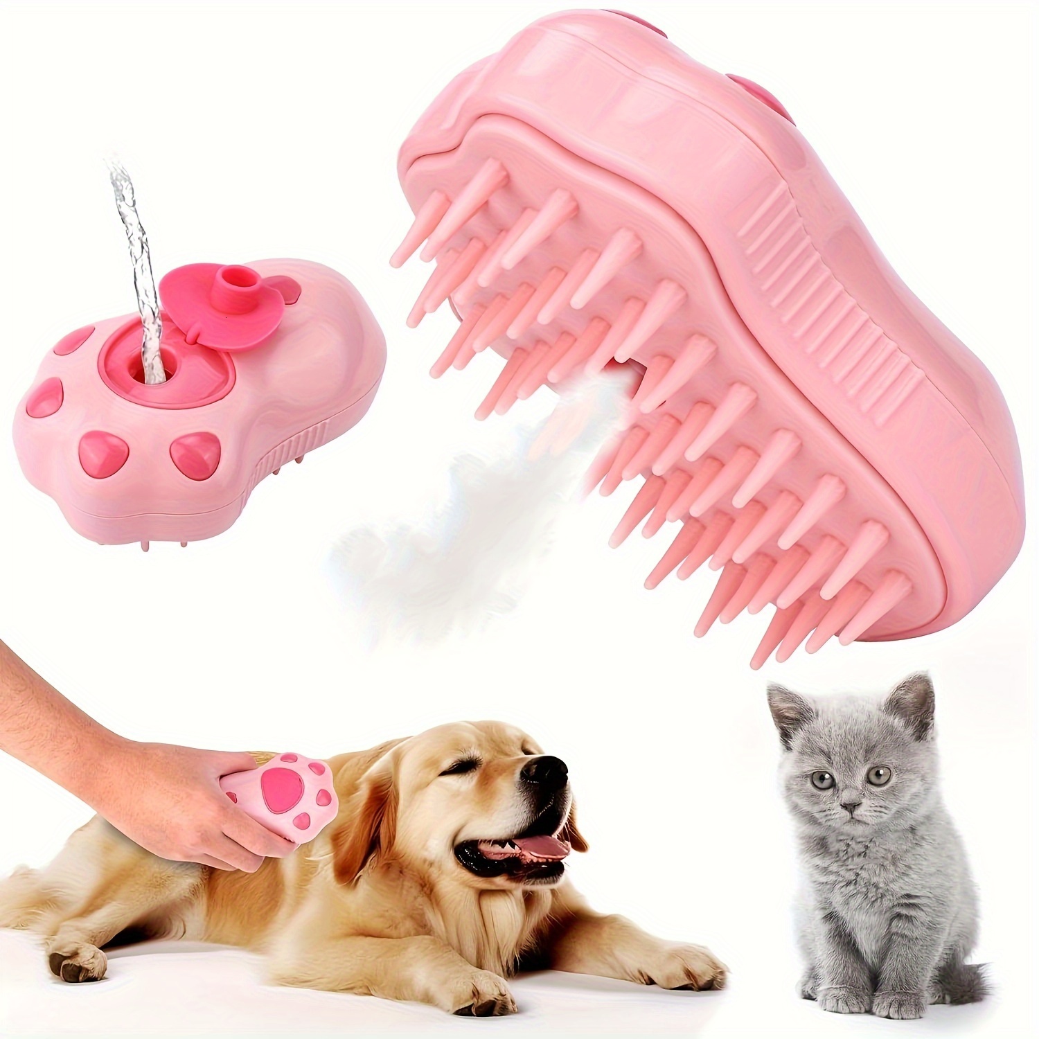 1pc steam cat brush three in one electric pet grooming tool portable silicone selfcleaning steam brush for cats and dogs comfortable massage and hair