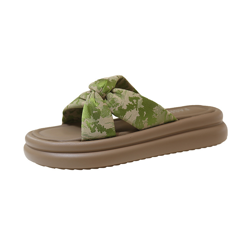 2025 new summer outfit paired with fairy style dress, thick soled beach sandals, fashionable designer jumpsuit sandals