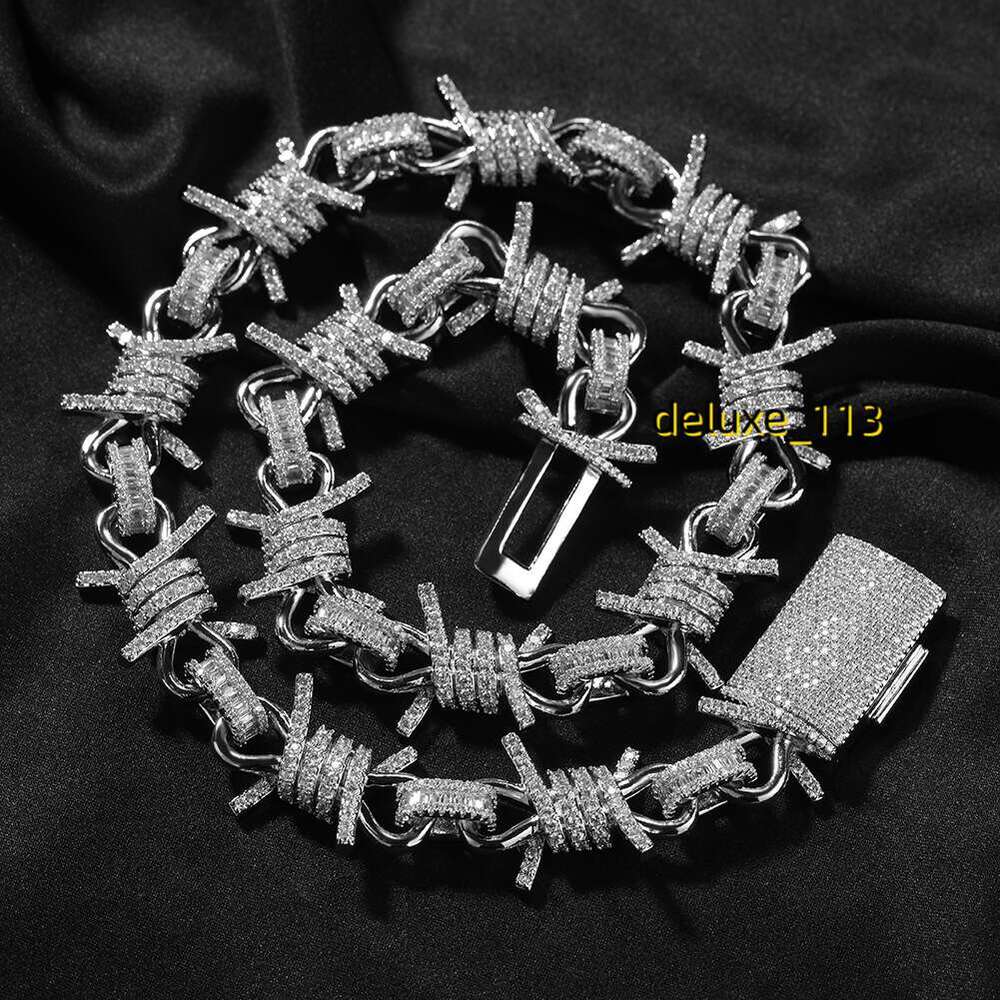 19mm Hip Hop Punk Mens Thorns Cuban k Chain Necklace Bracelets 5A Moissanite Men Heavy Jewelry