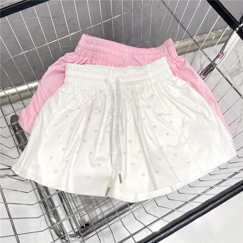Limiguyue Little Love Diamonds Summer Wide Leg Shorts Elastic Waist Lace High Quality Womens Trouser Z266 250304