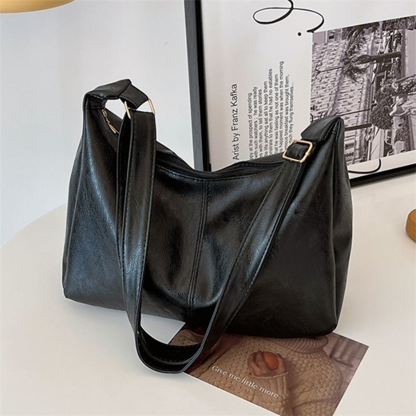 PU Leather Fashion Vintage Casual Tote Bag Maillard Stylish Crossbody Bags for Women Texture Large Capacity Temperament 250305ww
