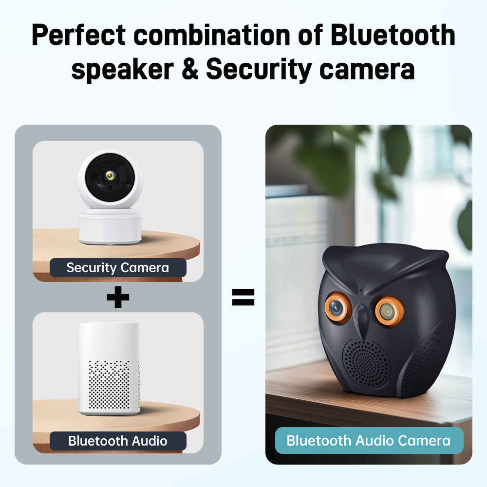 Owl-Shaped Smart Security Camera & Bluetooth Speaker | 1080P HD, Voice Alarm, Night Vision, WiFi Remote, Cloud/TF Storage (2 Colors)