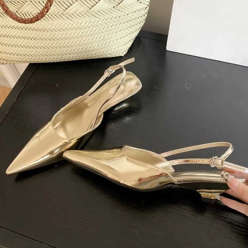 Equal Women Pointed Toe Buckle Strap Slingback Win Pumps Design Style Wedges Low H Party Dress Me Shoes Y250304