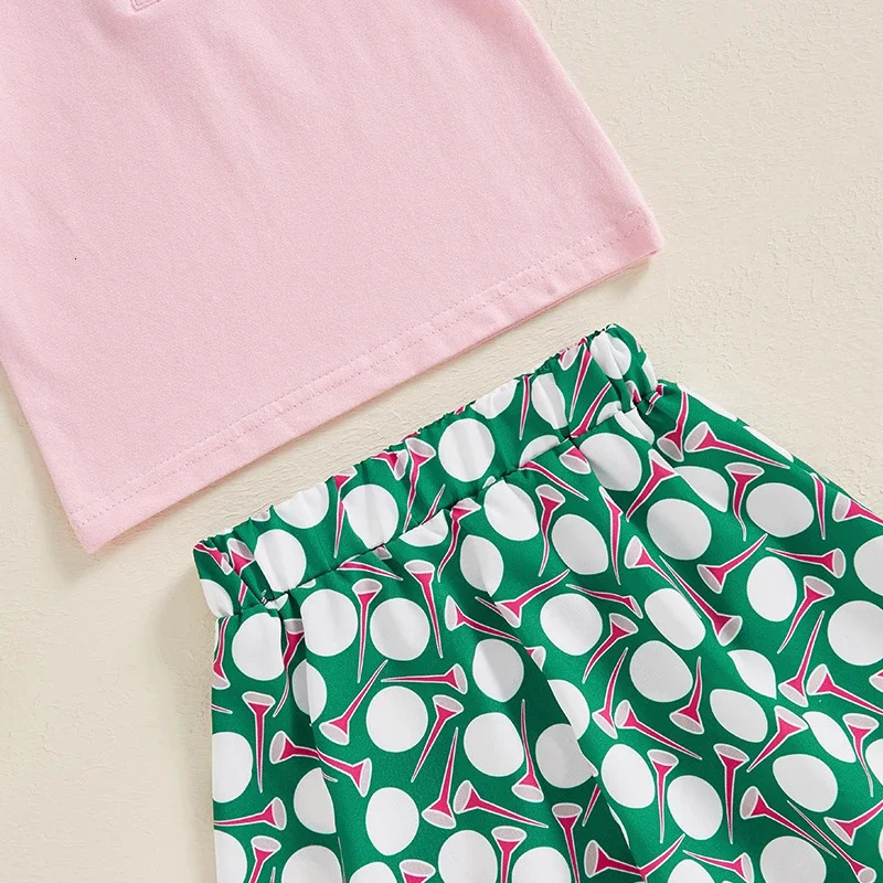 -04-23 Lioraitiin Kids Girls Summer Outfits Short Sleeve T-Shirt and Baseball Print A-Line Skirt Set Toddler Cute Clothes 250304