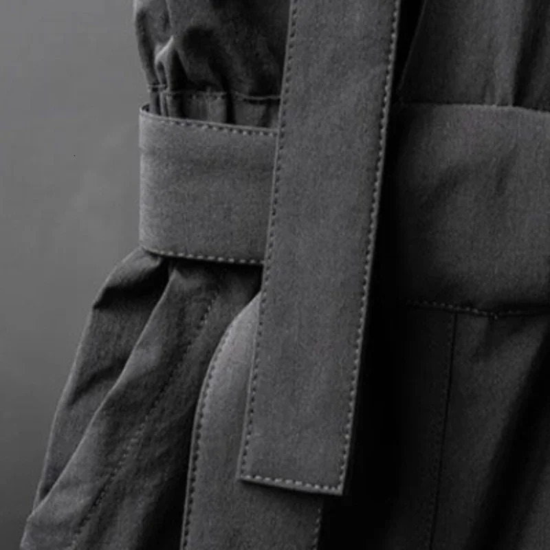 Black Casual Workwear Jumpsuits Men Korean High Street Youth Loose Fitting Short Sleeved Allinone Suit Safari Cargo Half Pants 250224